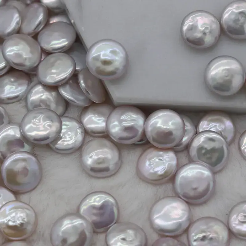 Bright Pearl Baroque Flat Buttons for DIY Jewelry - Image 3