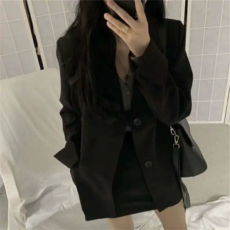Women Black Long Sleeve Suit Jacket 2024 Spring Fall - Image 3