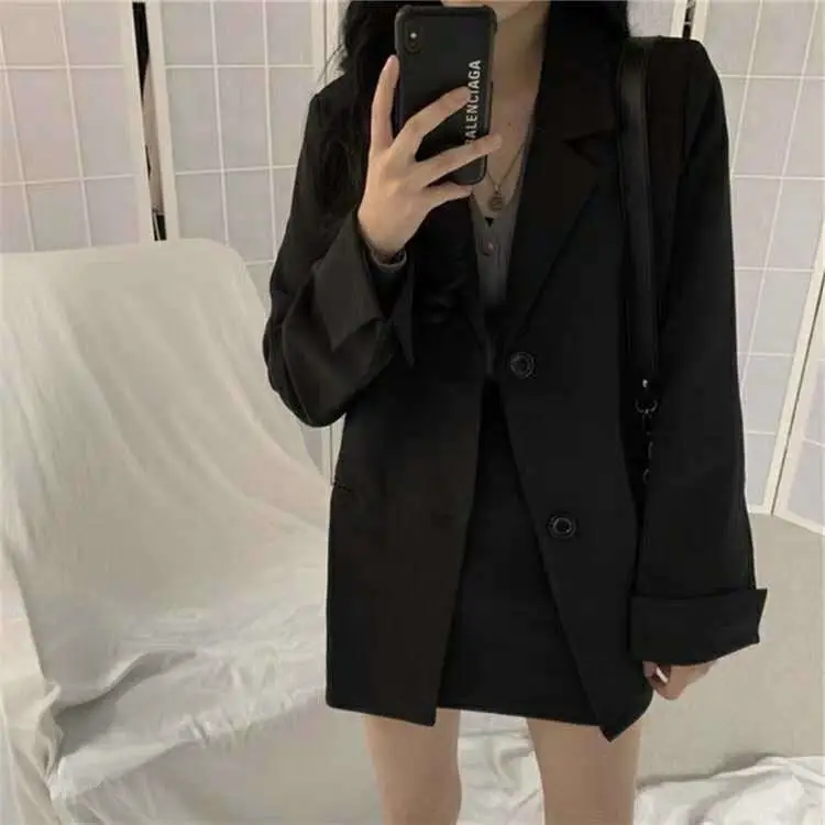 Women Black Long Sleeve Suit Jacket 2024 Spring Fall - Image 4