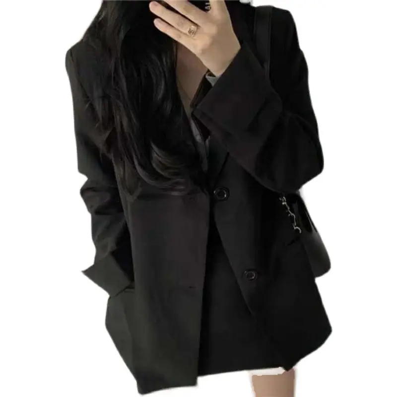 Women Black Long Sleeve Suit Jacket 2024 Spring Fall — feature 1