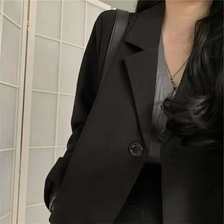 Women Black Long Sleeve Suit Jacket 2024 Spring Fall — feature 2