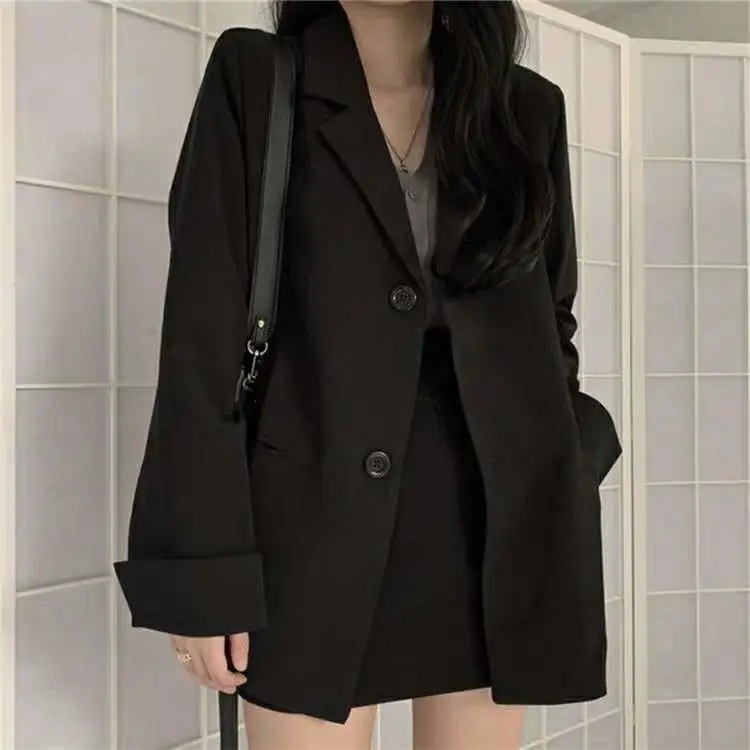 Women Black Long Sleeve Suit Jacket 2024 Spring Fall — feature 5