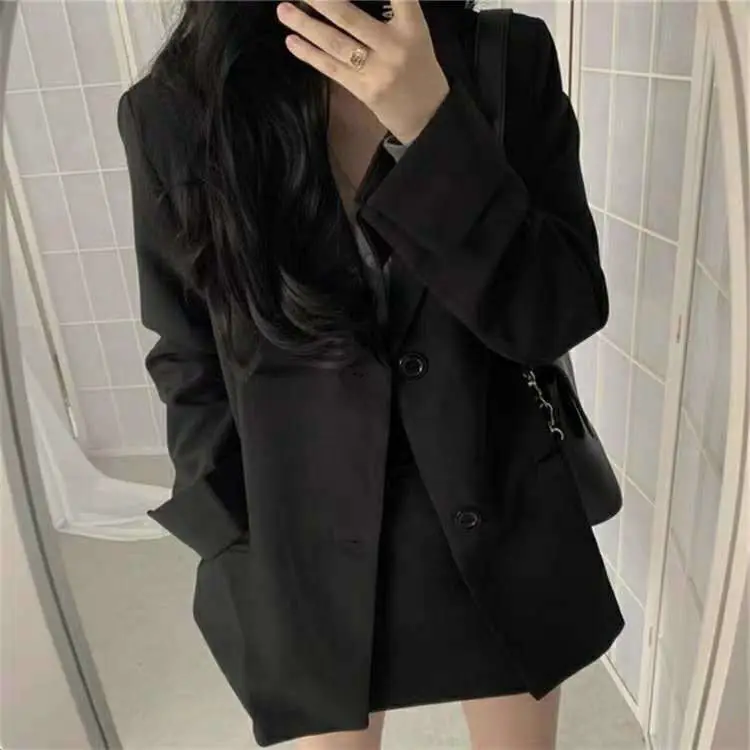 Women Black Long Sleeve Suit Jacket 2024 Spring Fall — feature 6