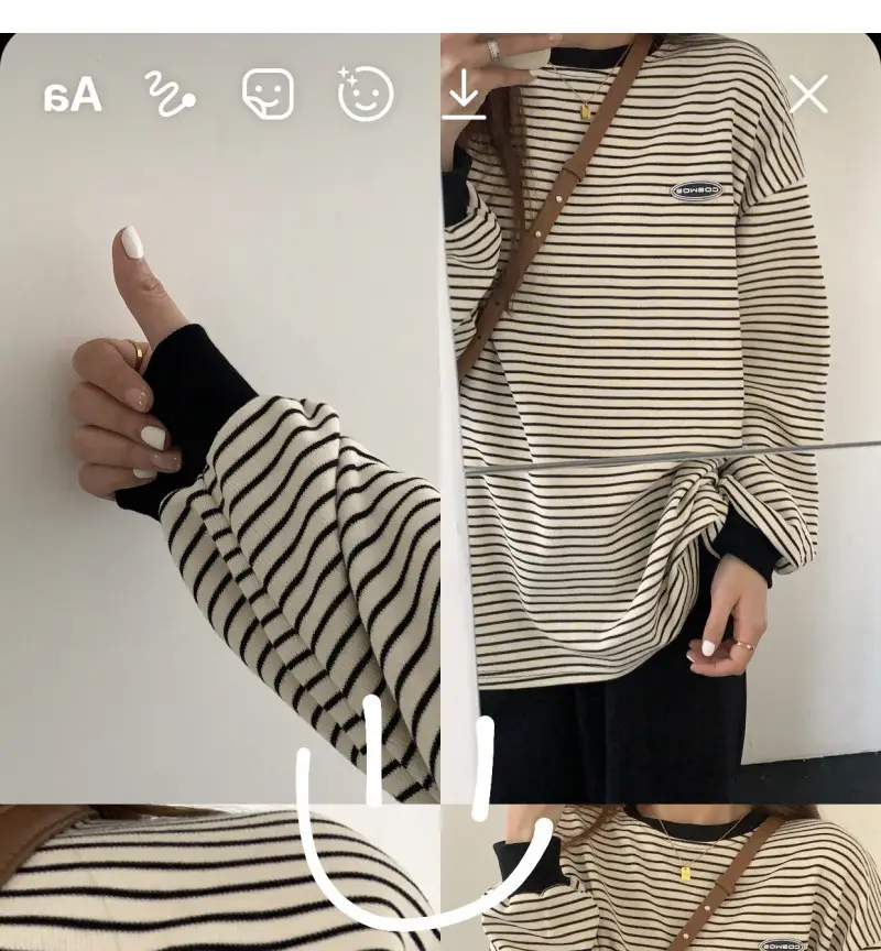 Women Striped Long Sleeve Sweater T-Shirt Autumn Winter Loose Fit — feature 27