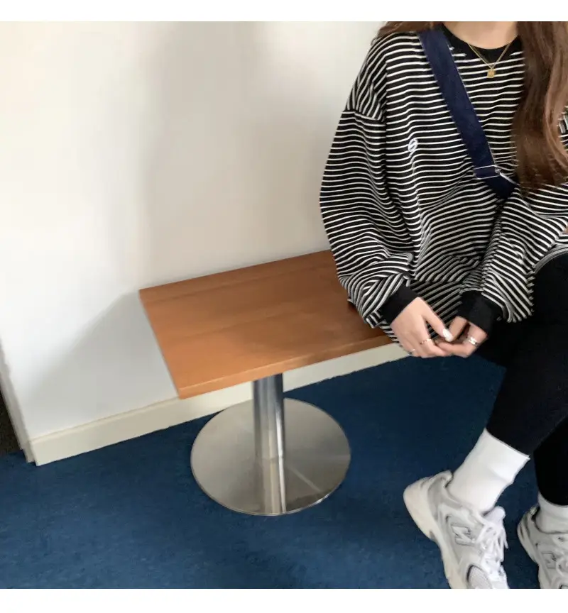 Women Striped Long Sleeve Sweater T-Shirt Autumn Winter Loose Fit — feature 33