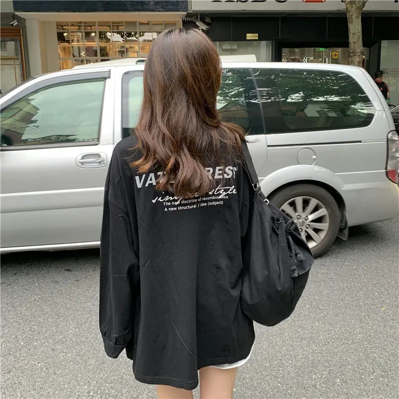2025 Korean Style Black Long Sleeve Sweatshirt for Women — feature 21