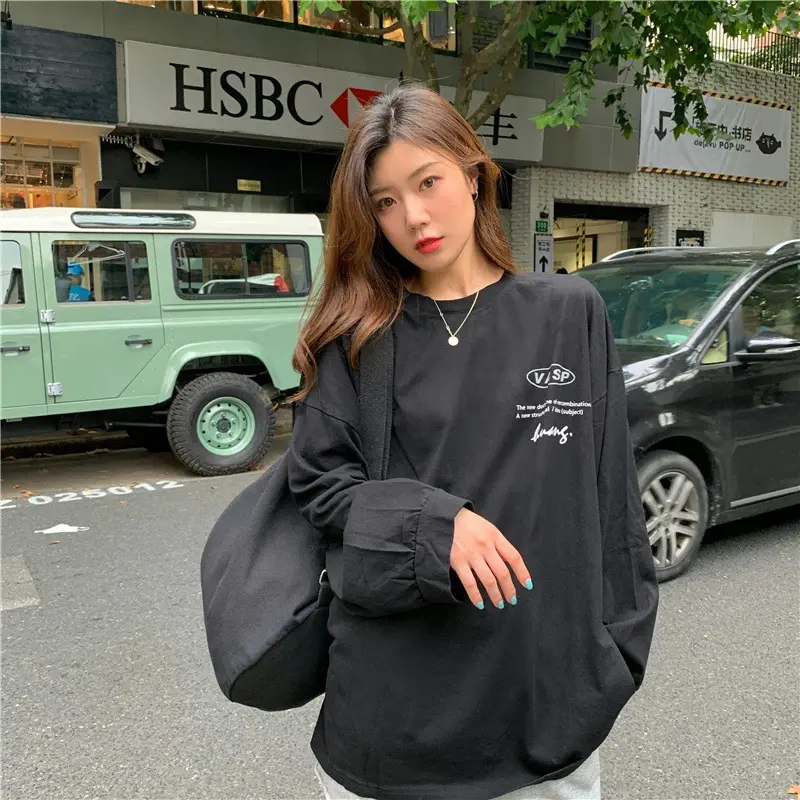2025 Korean Style Black Long Sleeve Sweatshirt for Women — feature 22