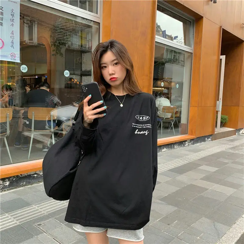 2025 Korean Style Black Long Sleeve Sweatshirt for Women — feature 29