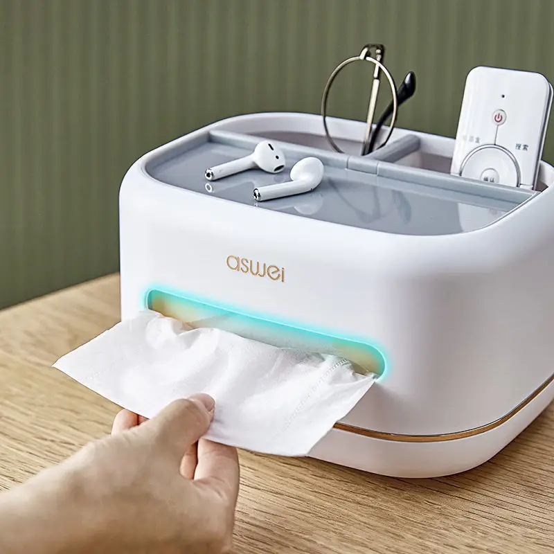 Luxury Coffee Table Tissue Box with Remote Control & Light - Image 6