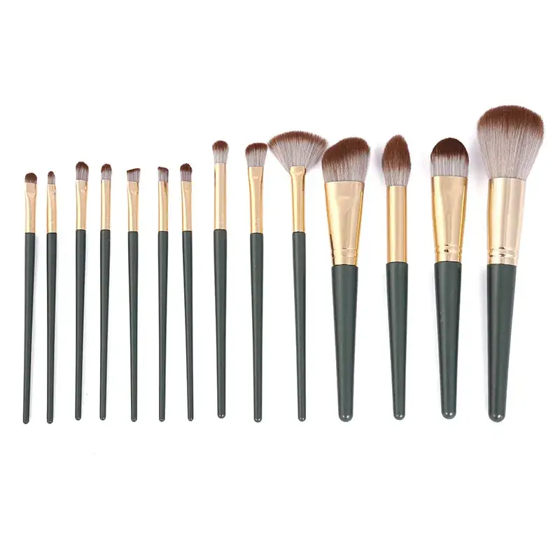 14-Brush Makeup Set Soft Silver Brushes for Foundation & Eye Shadow - Image 10