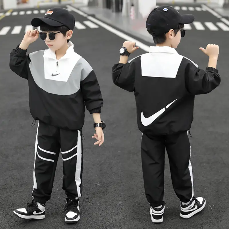 Boys Spring Suit 2022 White Black Nike Track Suit - Image 3