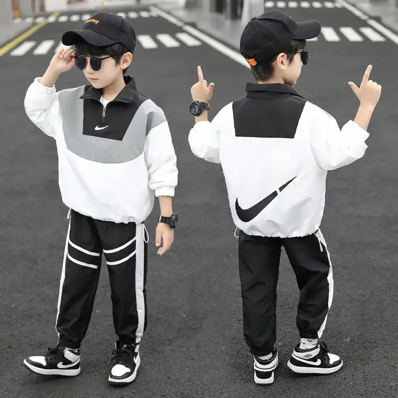 Boys Spring Suit 2022 White Black Nike Track Suit - Image 4
