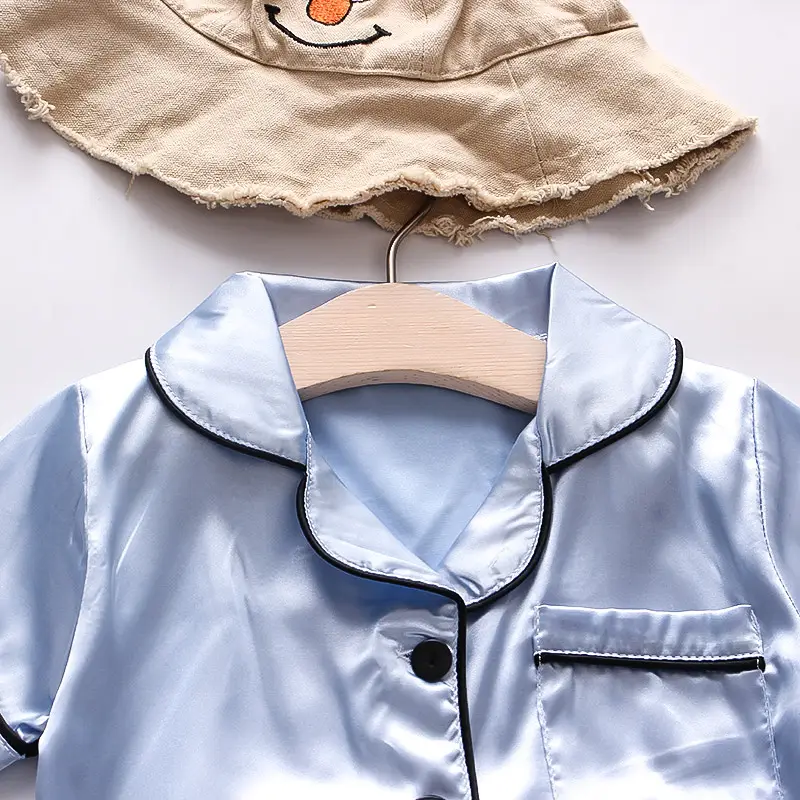 White Cartoon Print Kids Pajama Set with Hat - Image 30