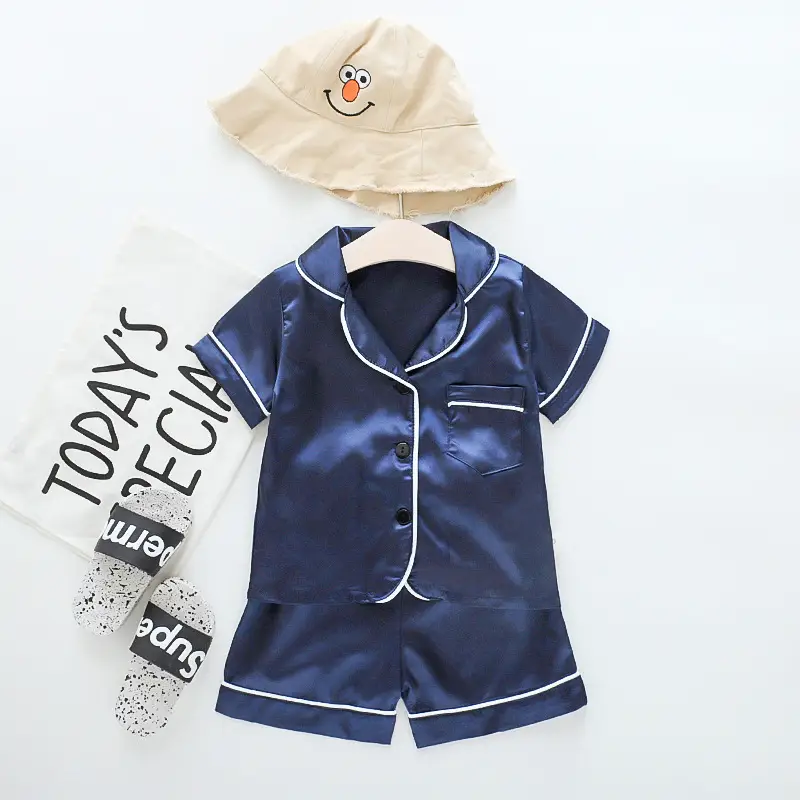 White Cartoon Print Kids Pajama Set with Hat - Image 15
