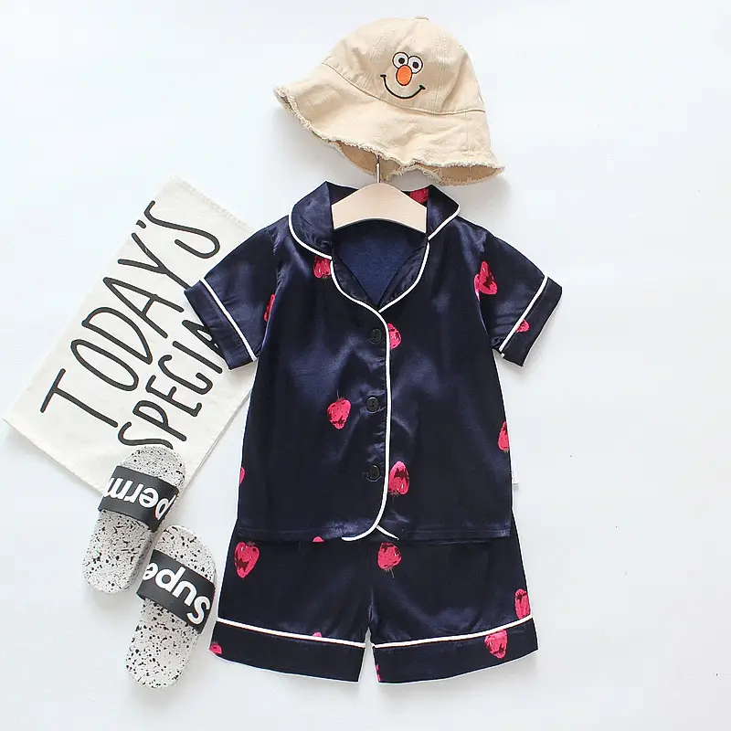 White Cartoon Print Kids Pajama Set with Hat - Image 19