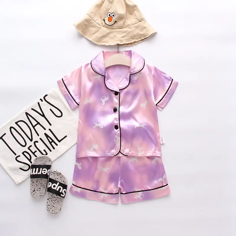 White Cartoon Print Kids Pajama Set with Hat - Image 25