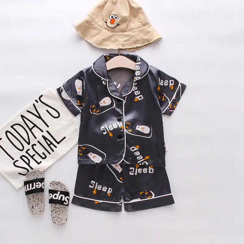 White Cartoon Print Kids Pajama Set with Hat - Image 27