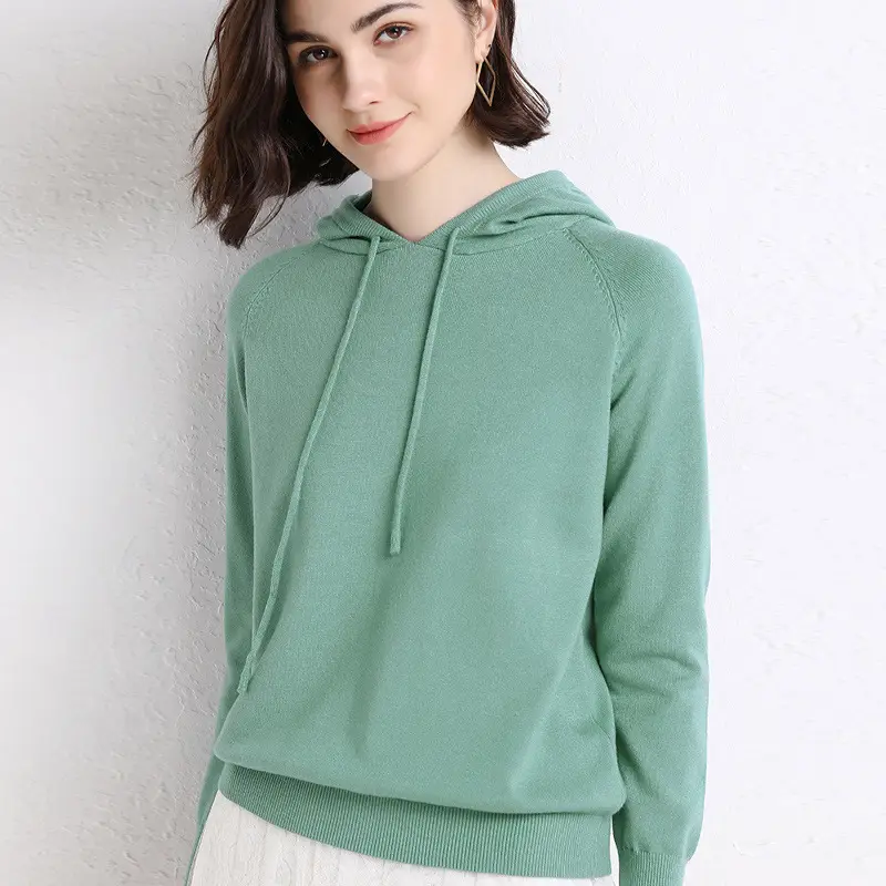 Green Hooded Sweatshirt for Women Long Sleeve - Image 13