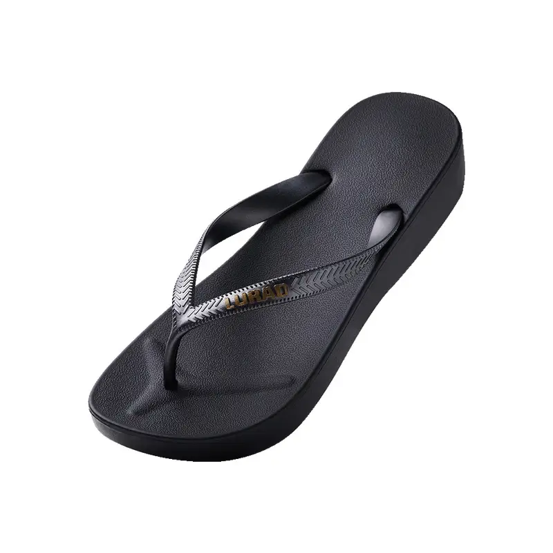 Women's Striped Flip Flops Mid-Heel Summer Beach Wear
