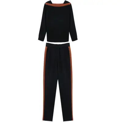 2022 Korean Style Black Long Sleeve Trousers Set for Women - Image 5