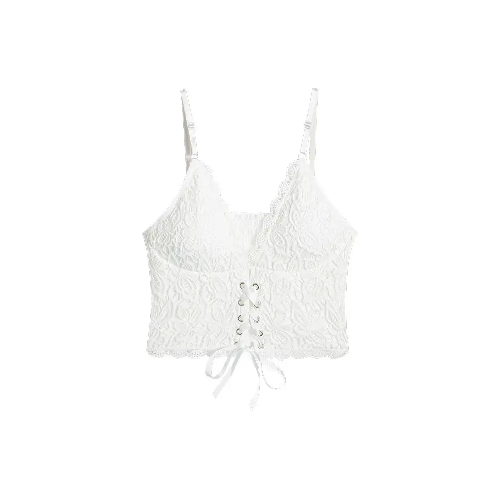 French Style Lace Camisole Women's Summer Underwear with Chest Pad Design