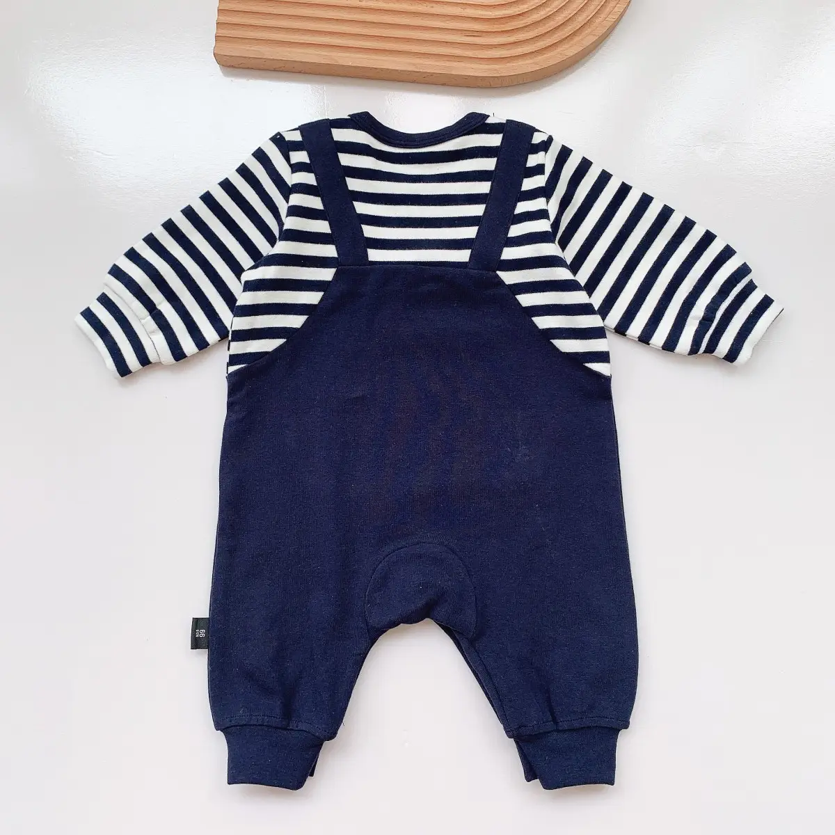 Trendy Striped Baby Crawling Suit Unisex Faux Suspender - Image 4