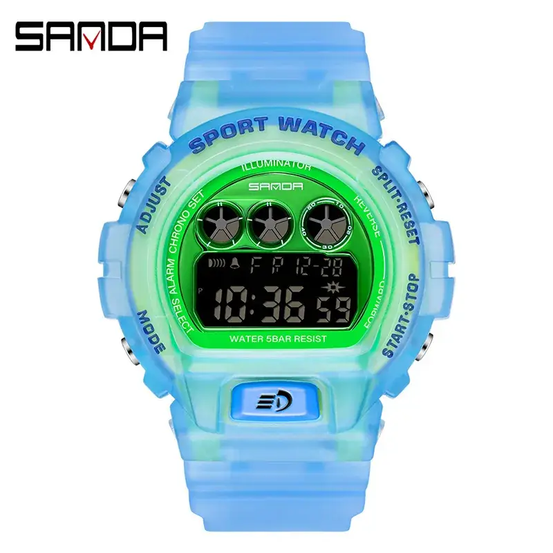 Sanda Casual E-Sports Watch Male Female Waterproof LED Single Display - Image 2