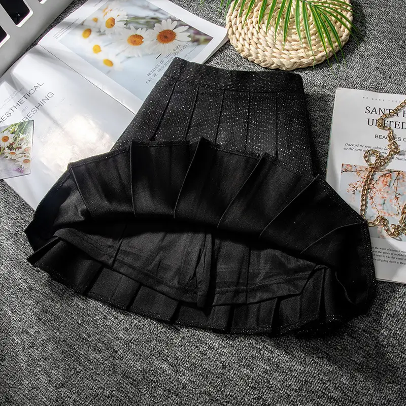 Grey Wool Pleated Skirt High Waist Anti-Run - Image 5