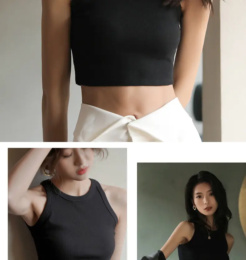 Women Summer Camisole White Short Bottoming Vest — feature 22