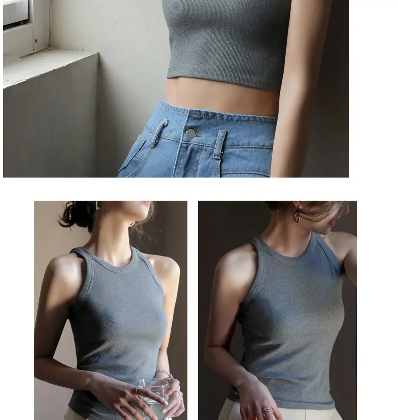 Women Summer Camisole White Short Bottoming Vest — feature 30