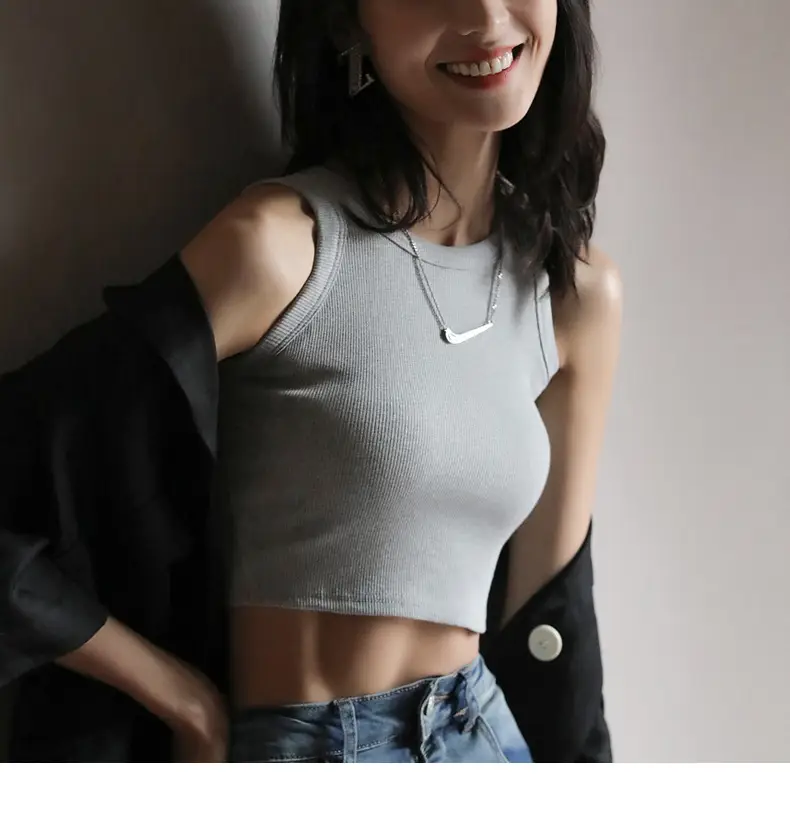 Women Summer Camisole White Short Bottoming Vest — feature 33