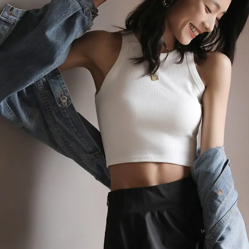 Women Summer Camisole White Short Bottoming Vest