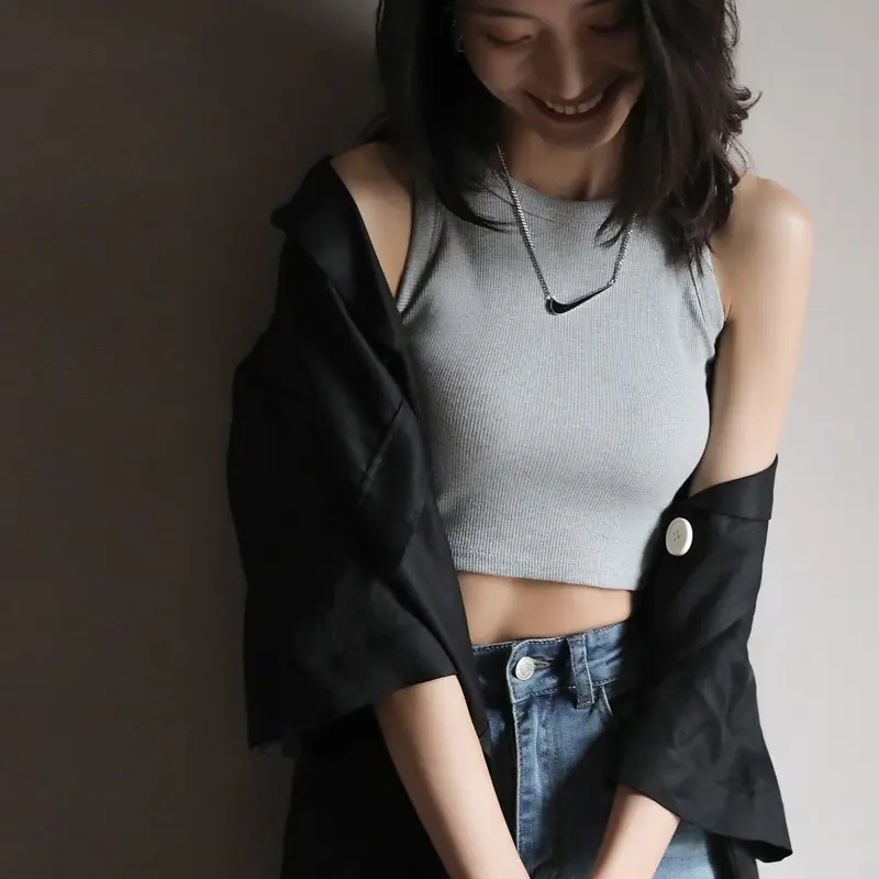 Women Summer Camisole White Short Bottoming Vest