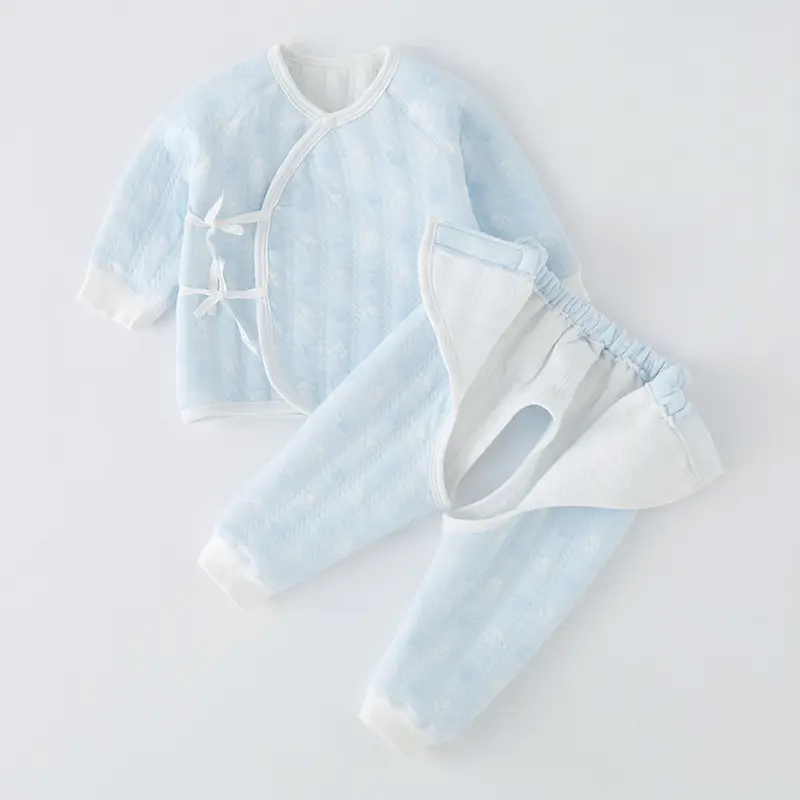 Baby Kimono Set Light Blue 0-3M Unisex Warm 0-3M