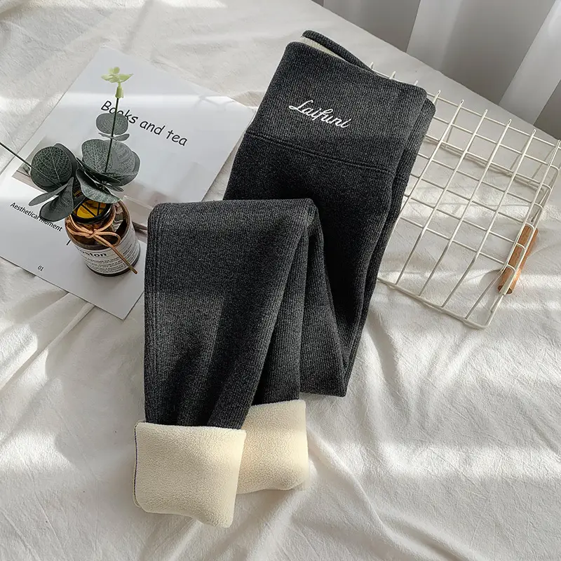 Extra Thick Lamb Velvet Leggings Black Women Winter Warm - Image 2