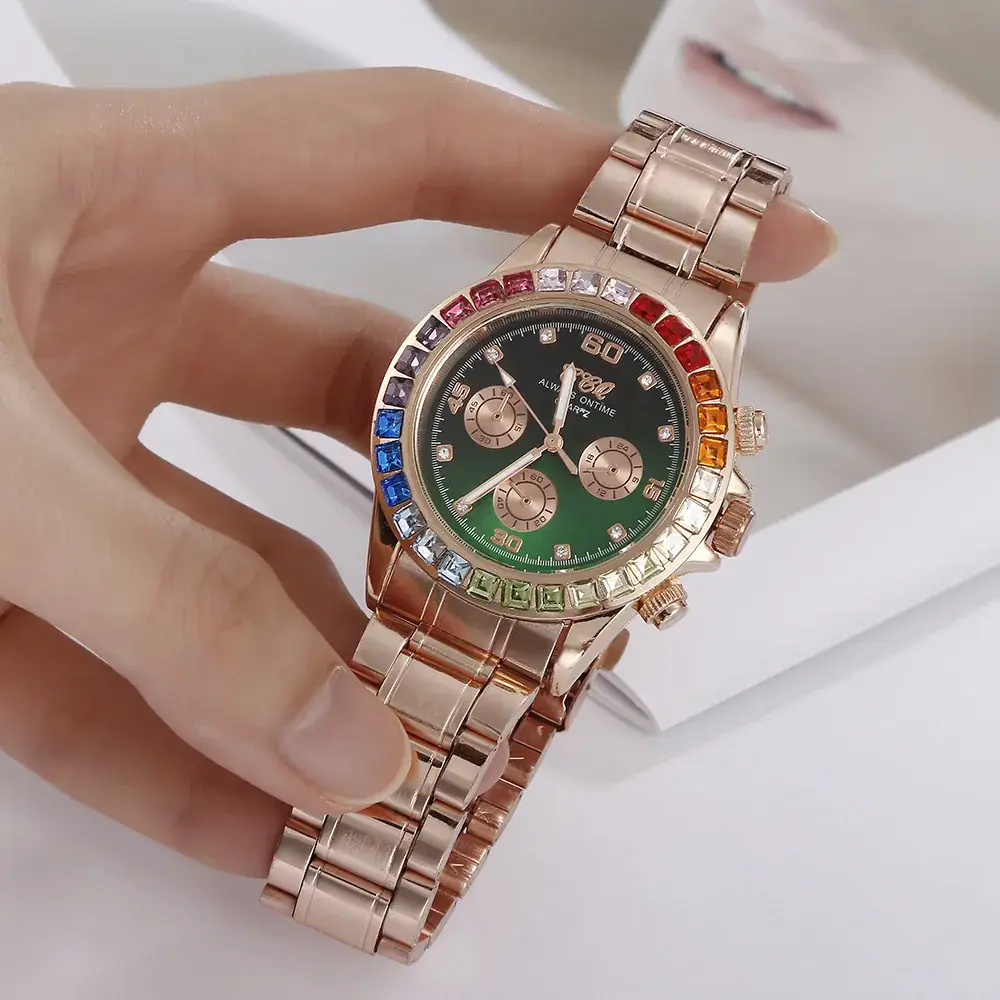 2021 Rhinestone Women's Quartz Watch with Three Eyes Design - Image 5