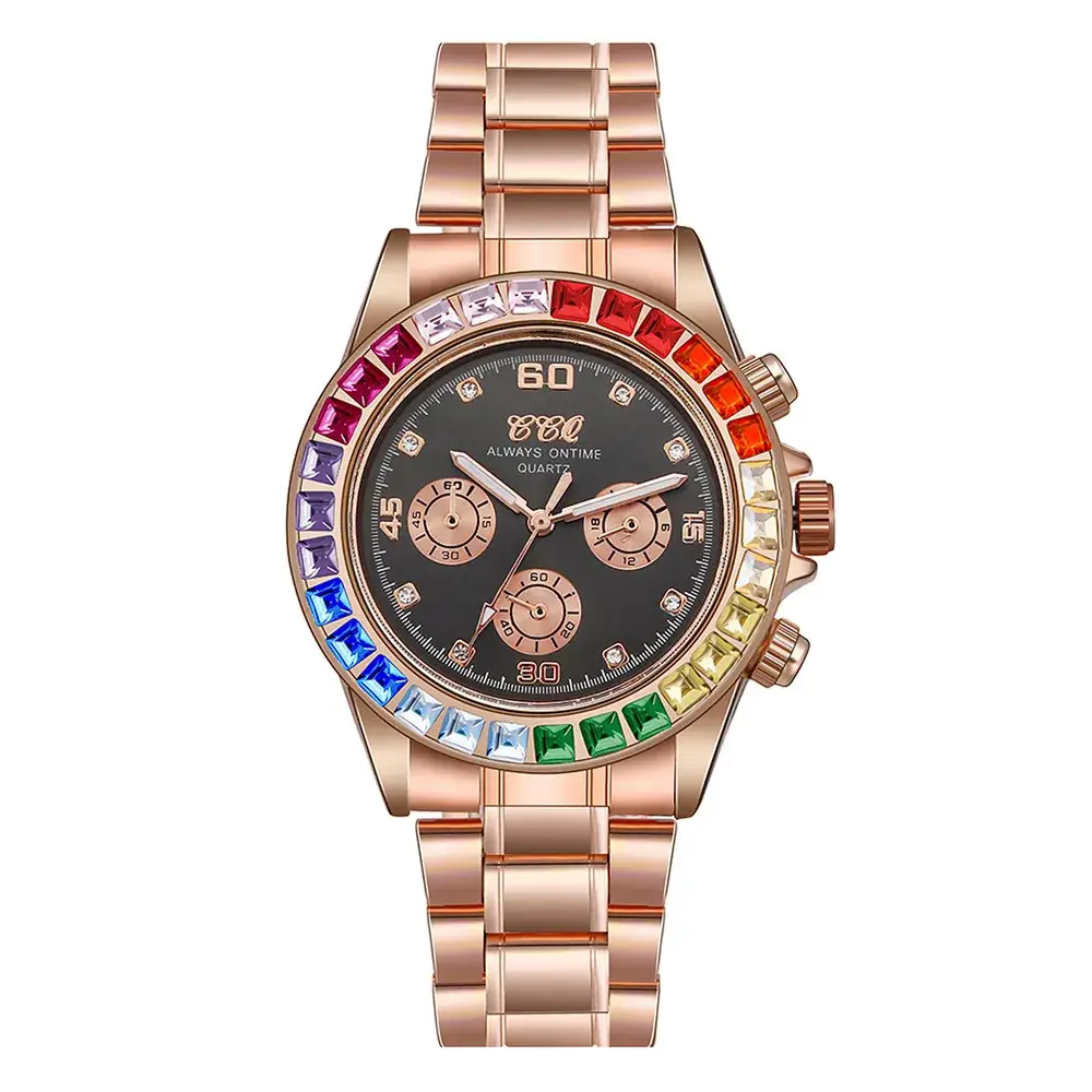 2021 Rhinestone Women's Quartz Watch with Three Eyes Design - Image 7