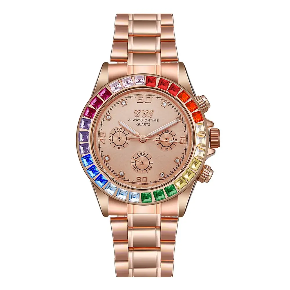 2021 Rhinestone Women's Quartz Watch with Three Eyes Design - Image 2