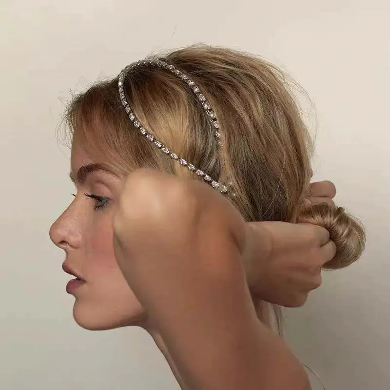 European & American Retro Alloy Rhinestone Hair Hoop Cross-border Hollow Cross-Baroque Hair Bundle Korean Style Tide Hair Cave Pressed Hair Women - Image 4