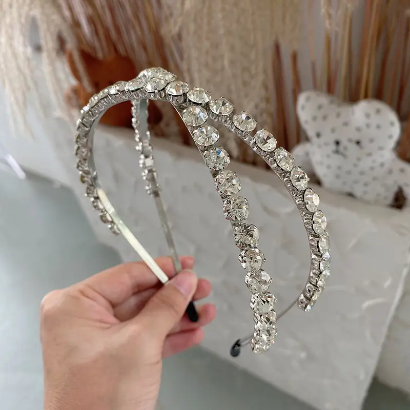 European & American Retro Alloy Rhinestone Hair Hoop Cross-border Hollow Cross-Baroque Hair Bundle Korean Style Tide Hair Cave Pressed Hair Women - Image 2