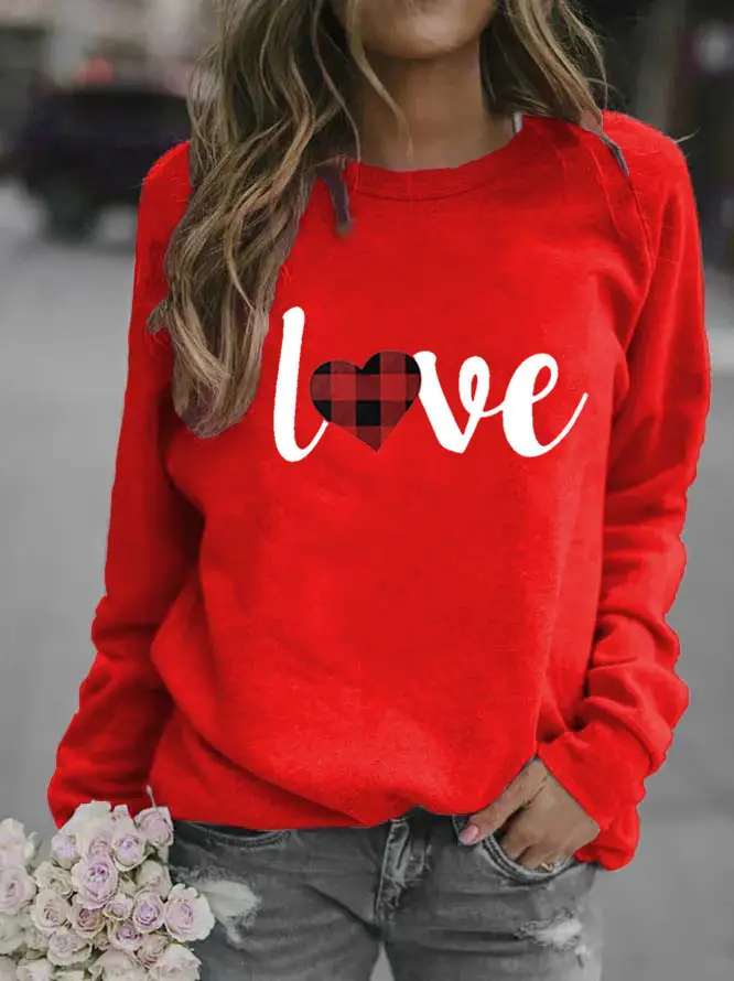 Women's Long Sleeve Valentine Heart Print Sweater Mustard - Image 14