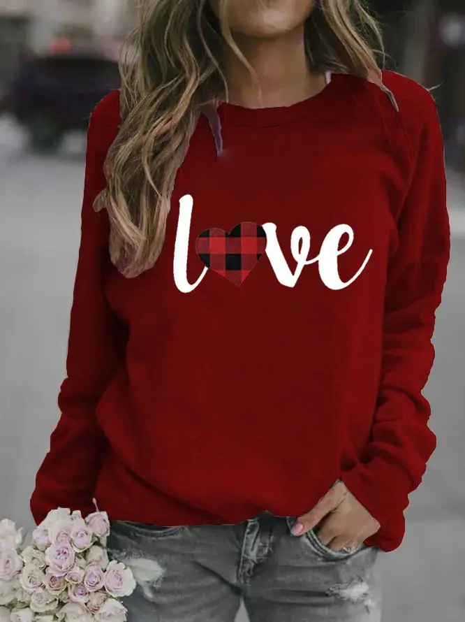 Women's Long Sleeve Valentine Heart Print Sweater Mustard - Image 10