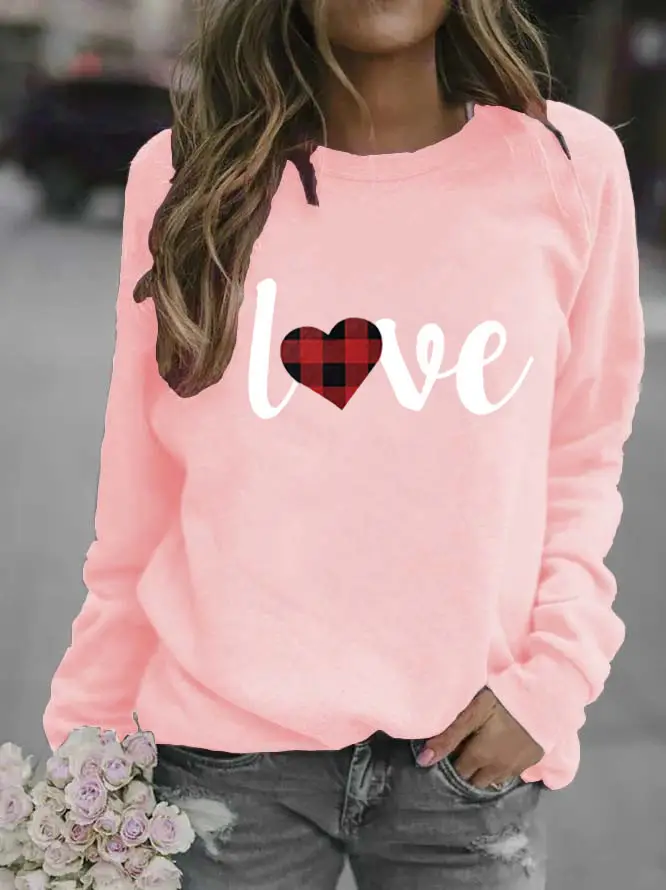 Women's Long Sleeve Valentine Heart Print Sweater Mustard - Image 3
