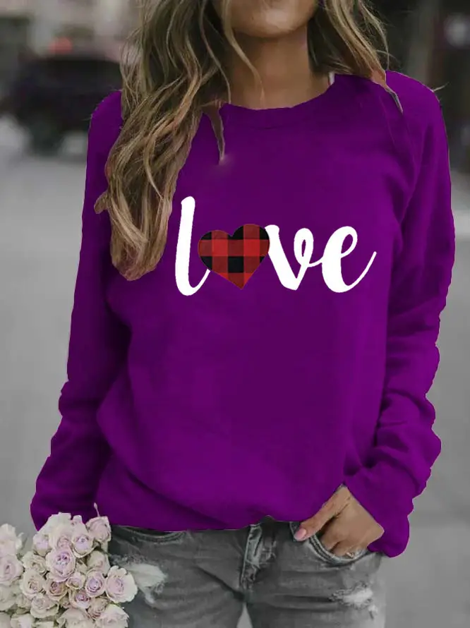 Women's Long Sleeve Valentine Heart Print Sweater Mustard - Image 6