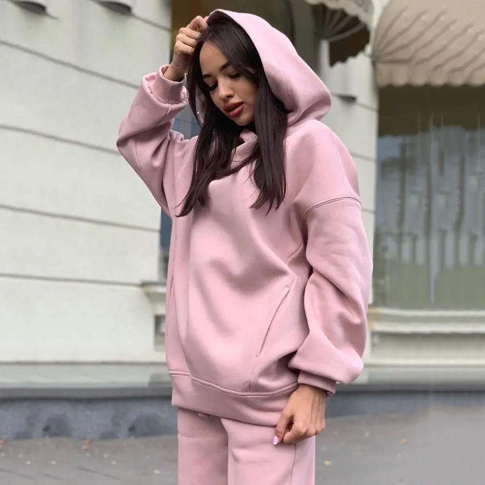 2023 Women Hooded Sweatshirt Set Olive Green Casual Two-Piece - Image 10
