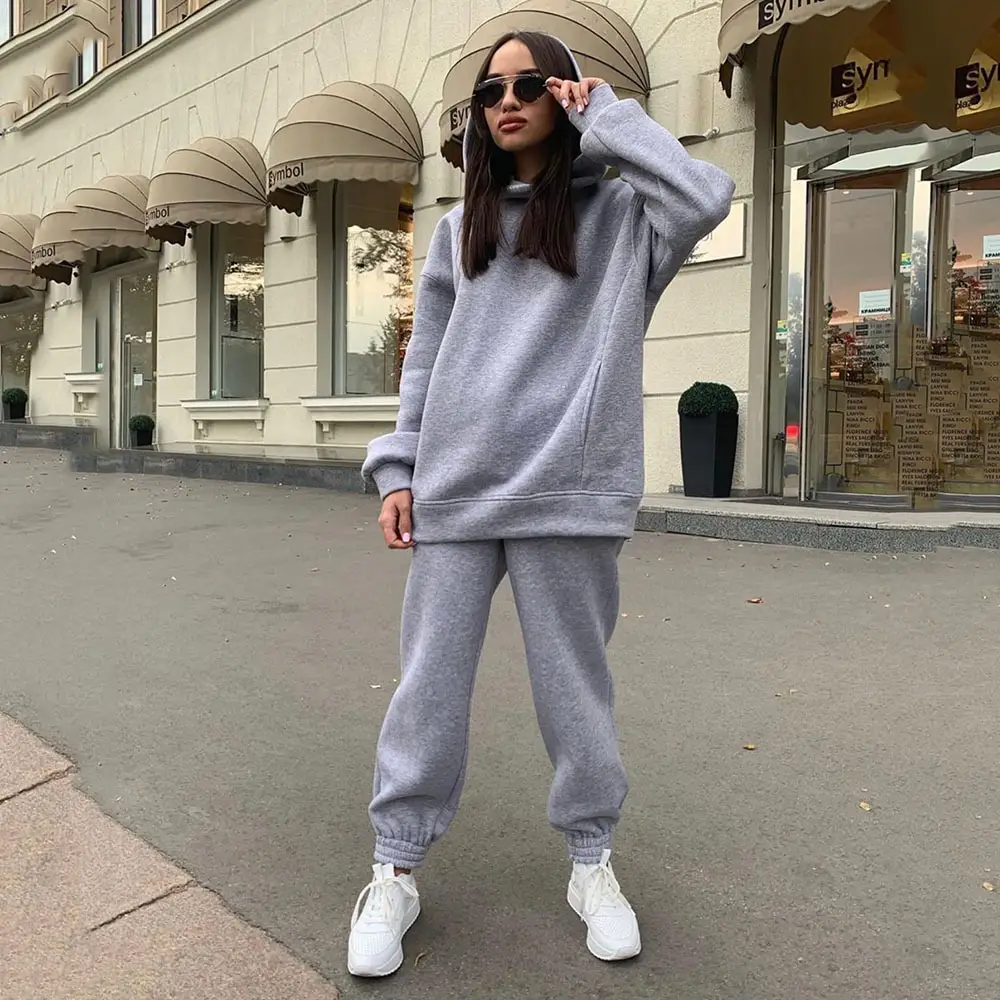 2023 Women Hooded Sweatshirt Set Olive Green Casual Two-Piece - Image 8