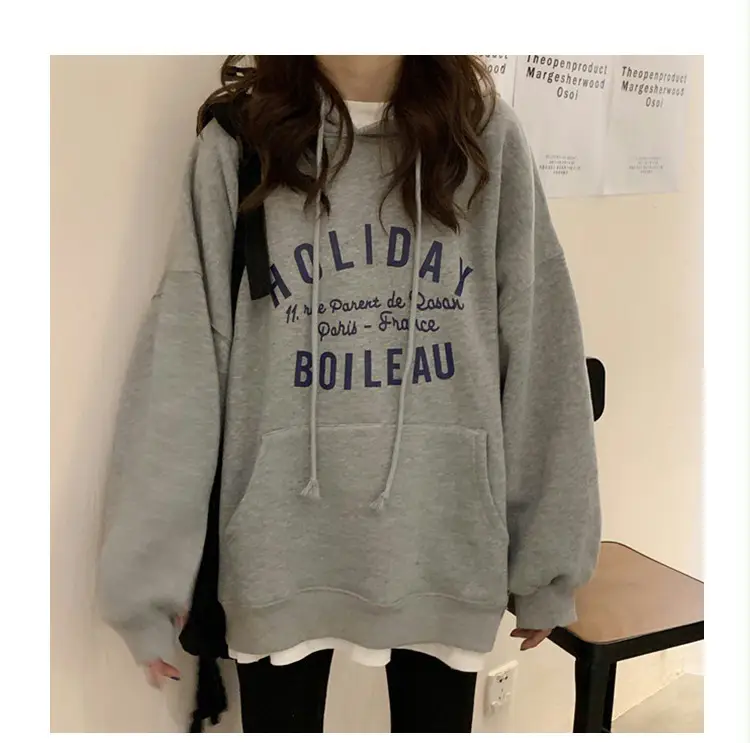 Women Red Hooded Sweatshirt Loose Fit 2025 — feature 2