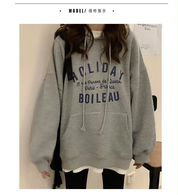 Women Red Hooded Sweatshirt Loose Fit 2025 — feature 3