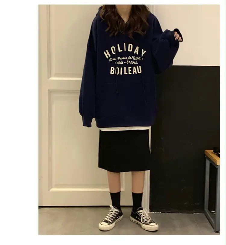 Women Red Hooded Sweatshirt Loose Fit 2025 — feature 9