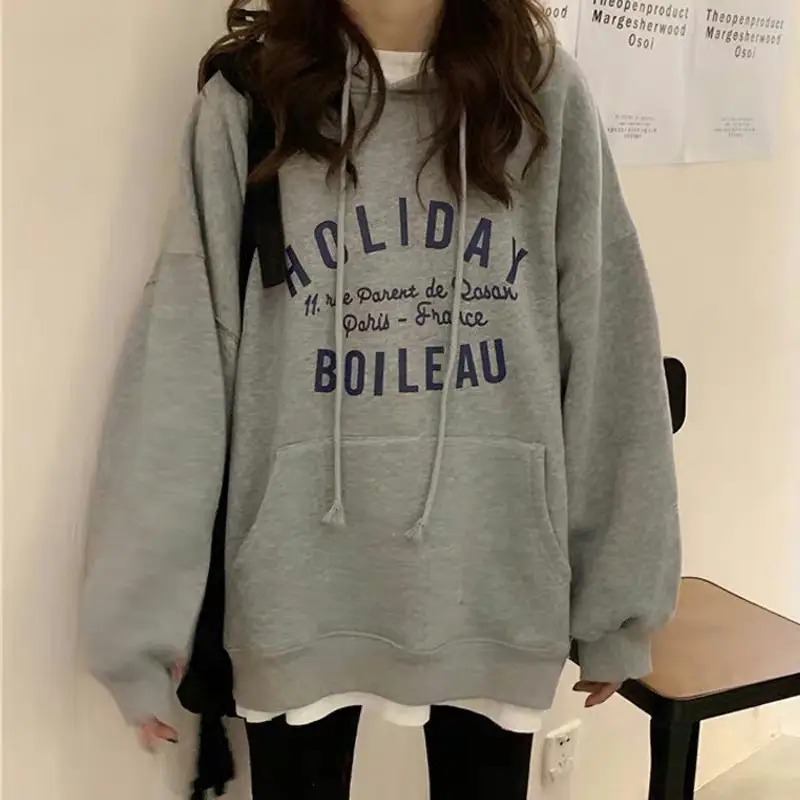 Women Red Hooded Sweatshirt Loose Fit 2025 - Image 2